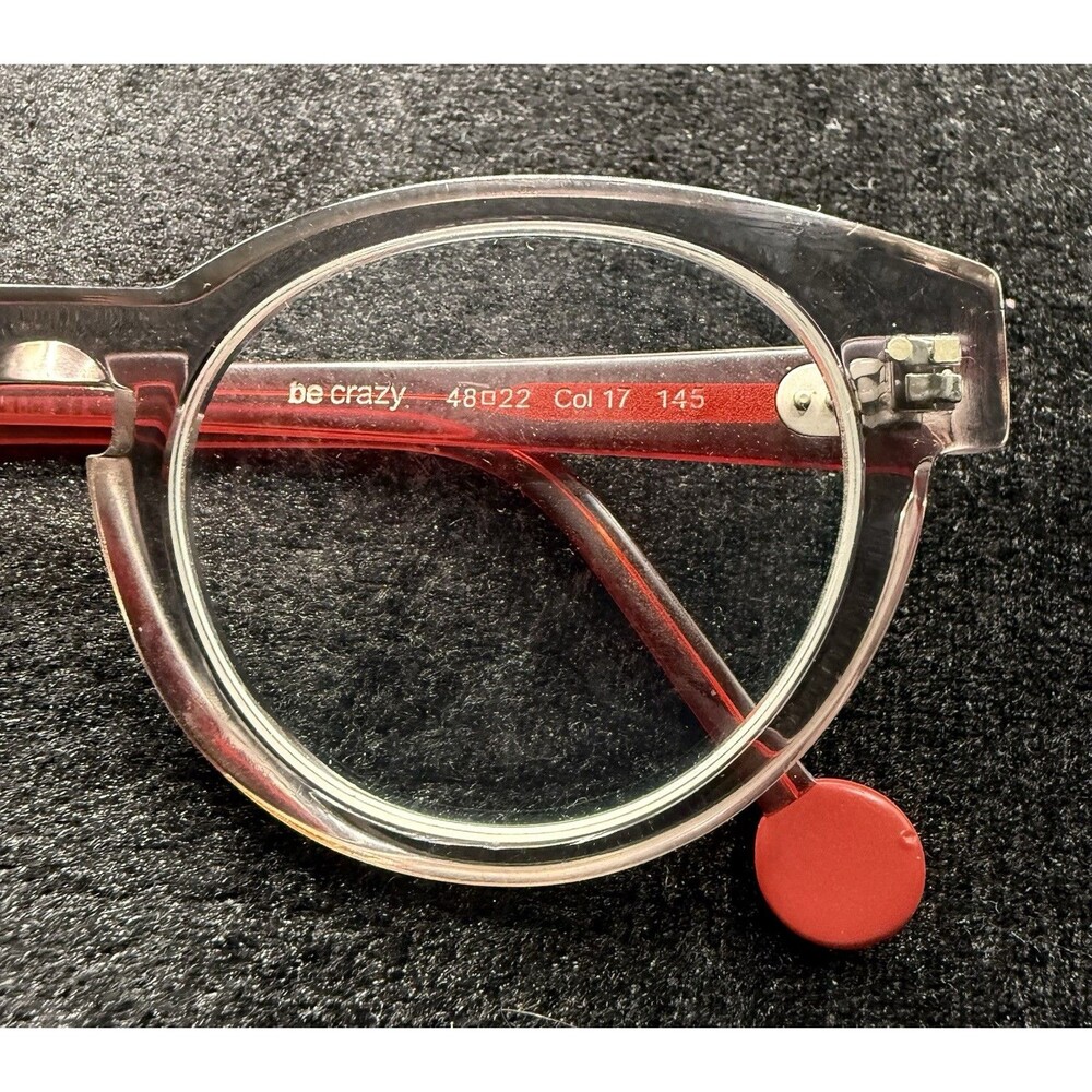 Sabine Be be crazy Eyeglass Frames 48-22 Col 17 Red Clear Handmade France 145 - Picture 2 of 9